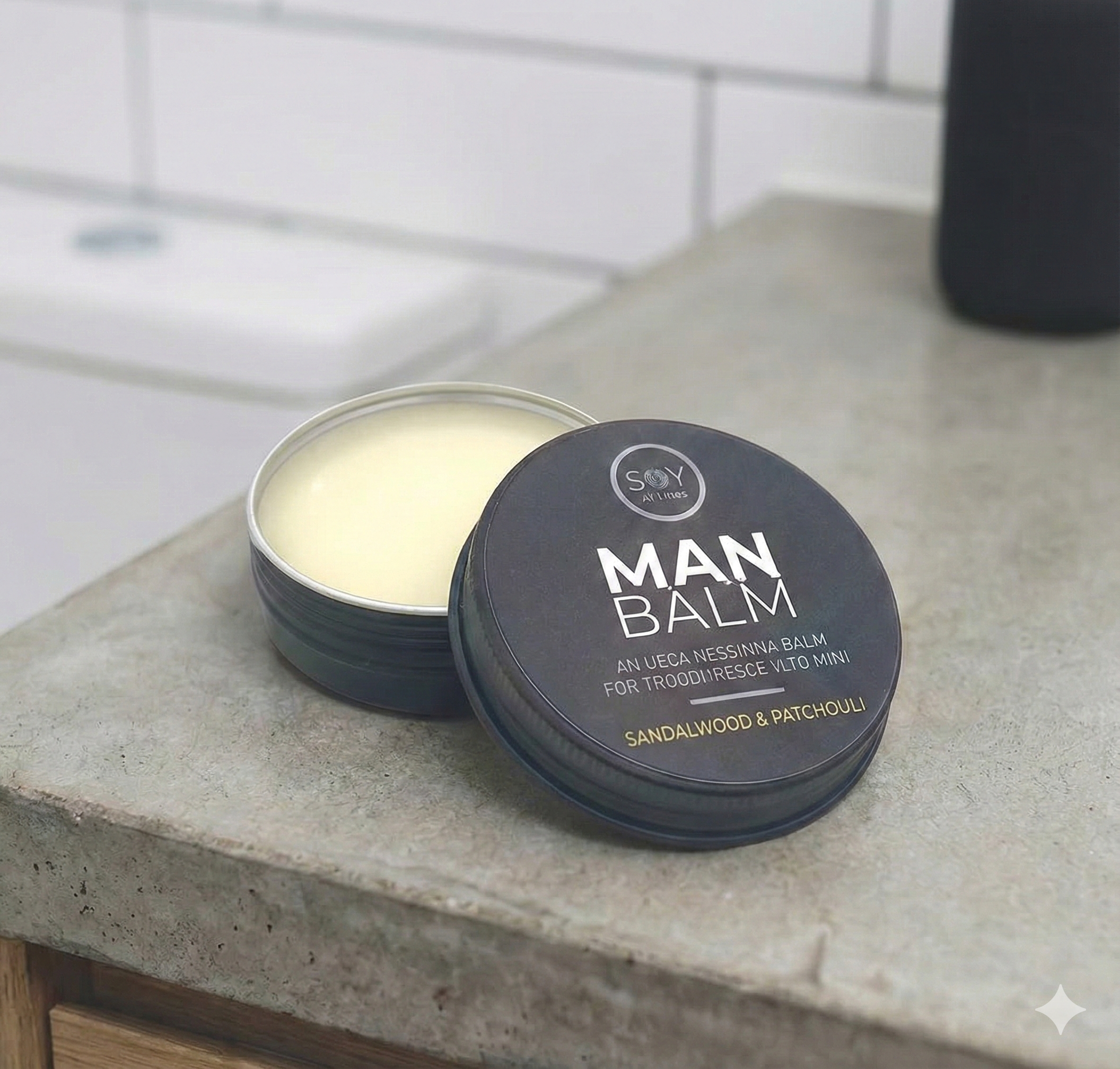 Man Balm w Sandalwood + Patchouli
